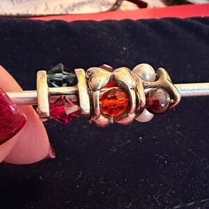 Set of silver trio multi color large Troll beads